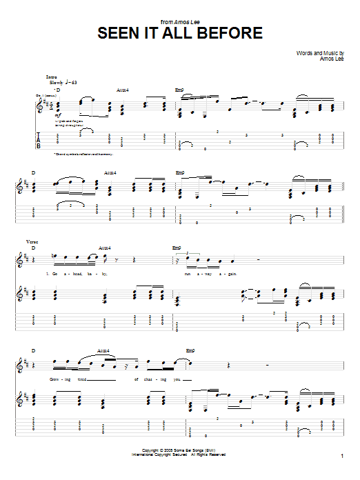 Amos Lee Seen It All Before Sheet Music Notes & Chords for Guitar Tab - Download or Print PDF Amos Lee Seen It All Before Sheet Music Notes & Chords for Guitar Tab - Download or Print PDF