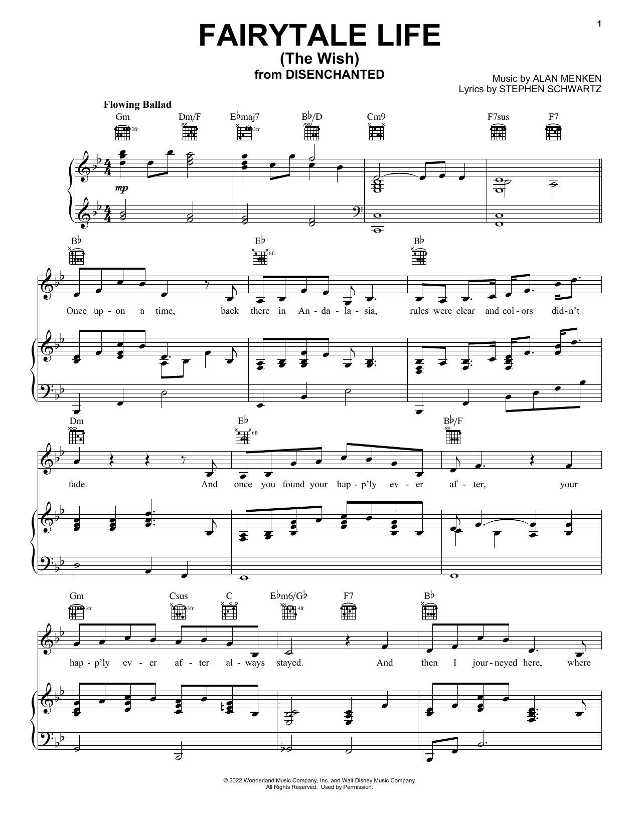 Amy Adams Fairytale Life (The Wish) (from Disenchanted) Sheet Music Notes & Chords for Piano, Vocal & Guitar Chords (Right-Hand Melody) - Download or Print PDF