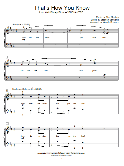 Amy Adams That's How You Know (from Enchanted) Sheet Music Notes & Chords for Educational Piano - Download or Print PDF