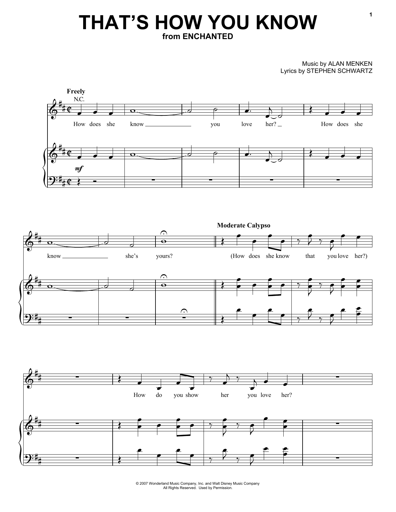 Stephen Schwartz That's How You Know (from Enchanted) Sheet Music Notes & Chords for SPREP - Download or Print PDF