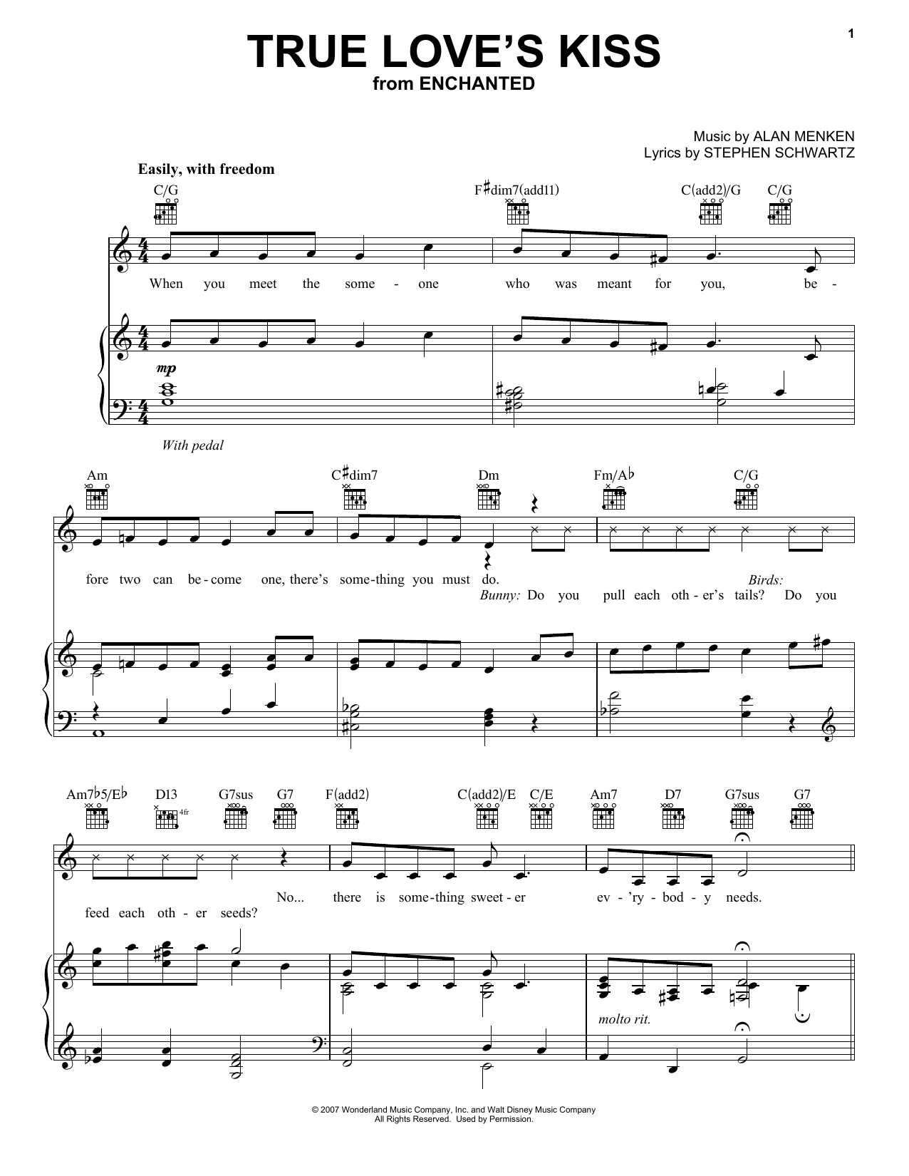 Amy Adams True Love's Kiss (from Enchanted) Sheet Music Notes & Chords for Really Easy Guitar - Download or Print PDF