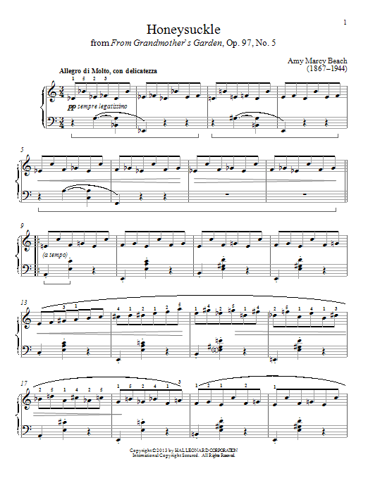 Gail Smith Honeysuckle Sheet Music Notes & Chords for Piano - Download or Print PDF