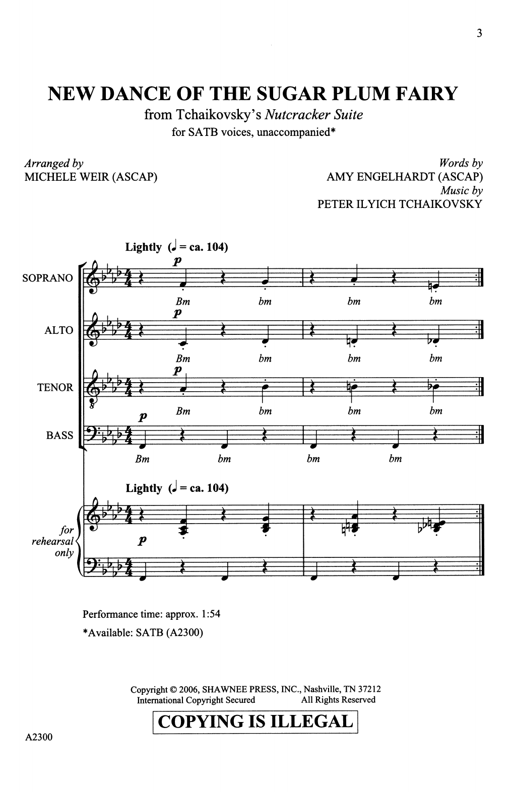 Amy Engelhardt New Dance For The Sugar Plum Fairy (from Tchaikovsky's The Nutcracker Suite) (arr. Michele Weir) Sheet Music Notes & Chords for SATB Choir - Download or Print PDF