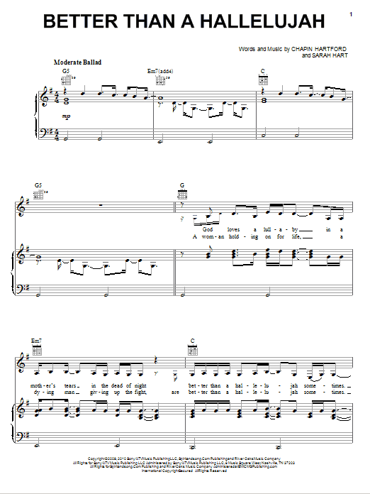 Amy Grant Better Than A Hallelujah Sheet Music Notes & Chords for Easy Piano - Download or Print PDF