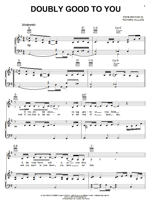 Amy Grant Doubly Good To You Sheet Music Notes & Chords for Piano, Vocal & Guitar (Right-Hand Melody) - Download or Print PDF Amy Grant Doubly Good To You Sheet Music Notes & Chords for Piano, Vocal & Guitar (Right-Hand Melody) - Download or Print PDF