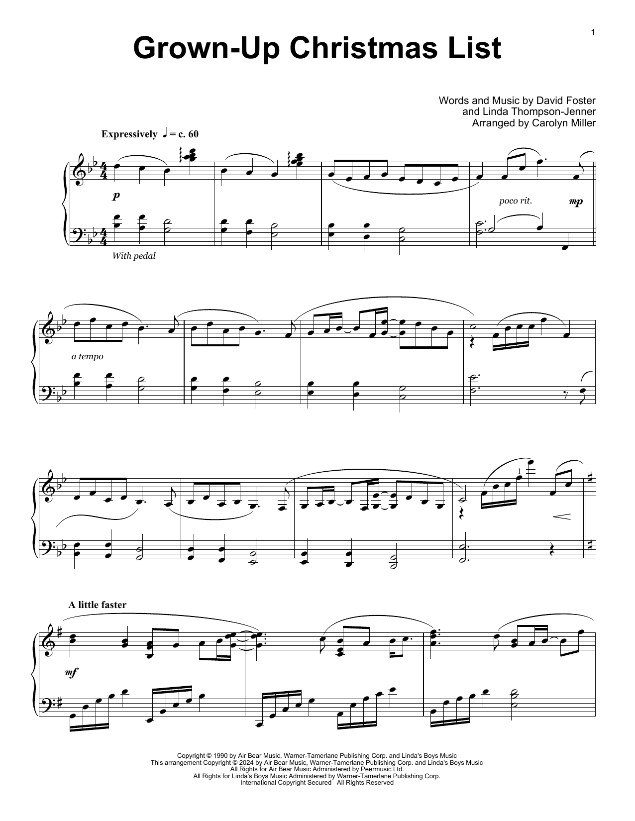 Amy Grant Grown-Up Christmas List (arr. Carolyn Miller) Sheet Music Notes & Chords for Educational Piano - Download or Print PDF