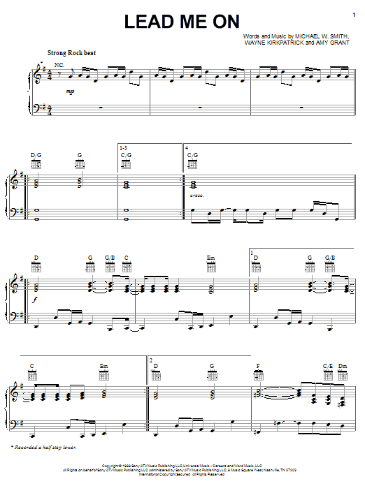 Amy Grant Lead Me On Sheet Music Notes & Chords for Piano, Vocal & Guitar (Right-Hand Melody) - Download or Print PDF