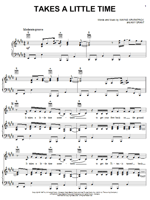 Amy Grant Takes A Little Time Sheet Music Notes & Chords for Easy Piano - Download or Print PDF