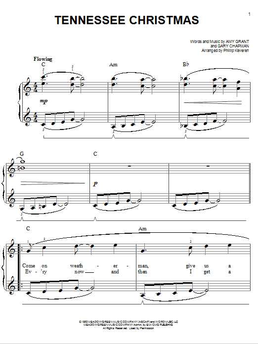 Amy Grant Tennessee Christmas Sheet Music Notes & Chords for Easy Piano - Download or Print PDF