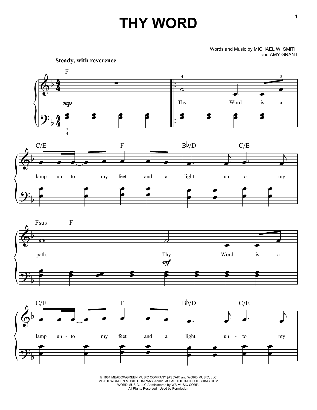 Amy Grant Thy Word (arr. Phillip Keveren) Sheet Music Notes & Chords for Easy Piano - Download or Print PDF