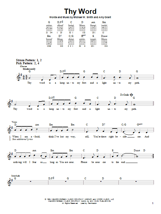 Amy Grant Thy Word Sheet Music Notes & Chords for Guitar Chords/Lyrics - Download or Print PDF