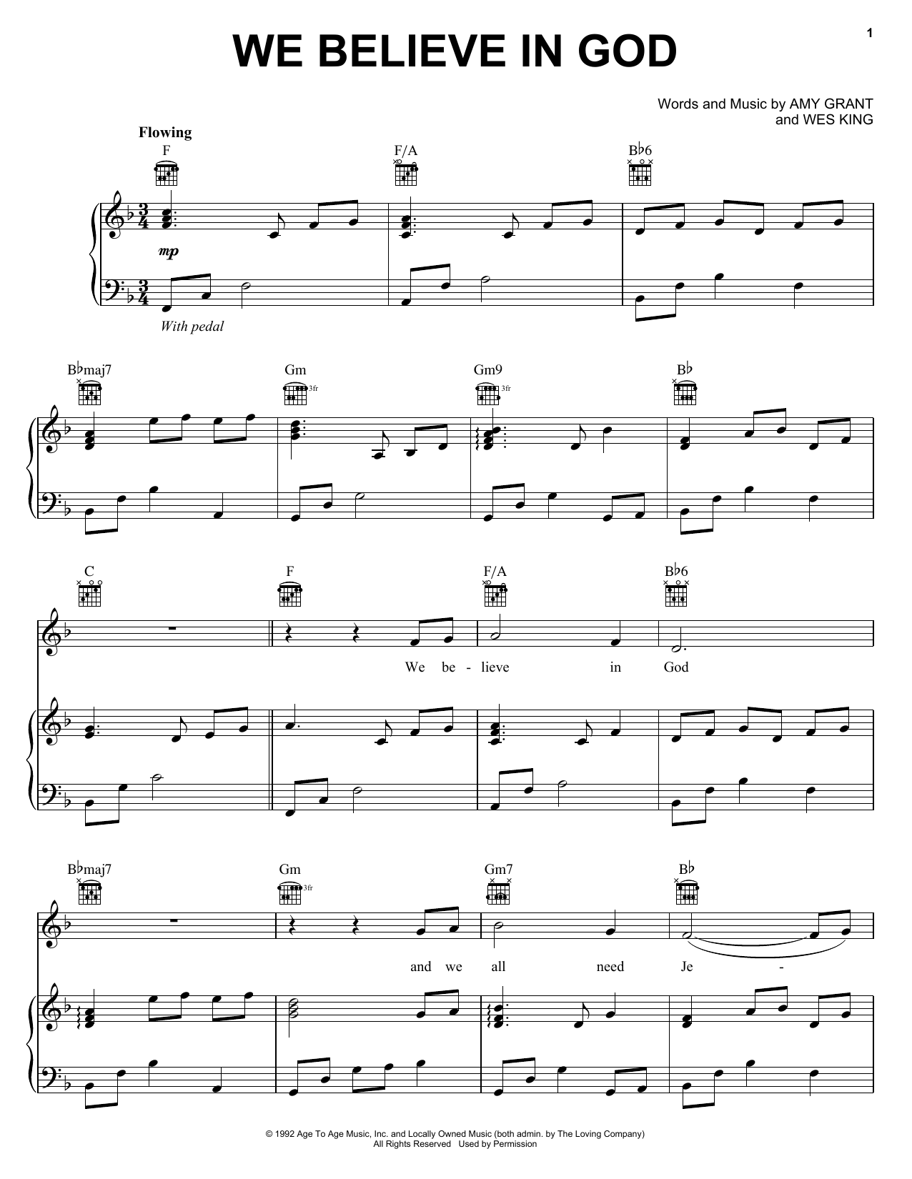 Amy Grant We Believe In God Sheet Music Notes & Chords for Lead Sheet / Fake Book - Download or Print PDF