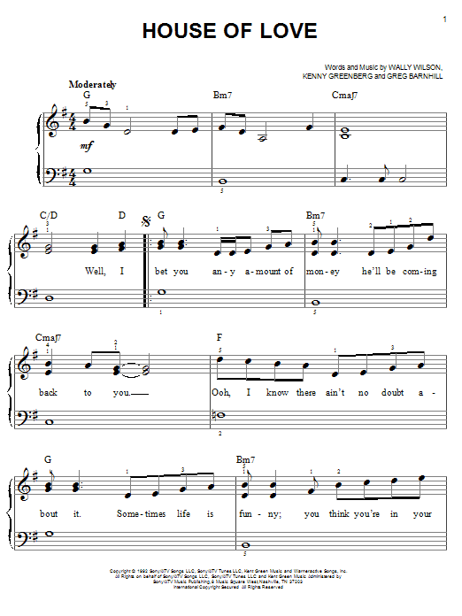 Amy Grant with Vince Gill House Of Love Sheet Music Notes & Chords for Piano, Vocal & Guitar (Right-Hand Melody) - Download or Print PDF