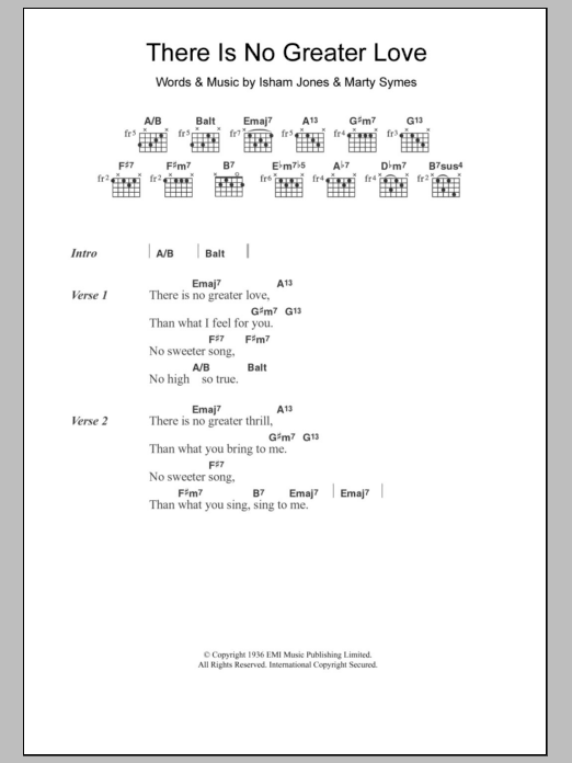 Amy Winehouse There Is No Greater Love Sheet Music Notes & Chords for Lyrics & Chords - Download or Print PDF