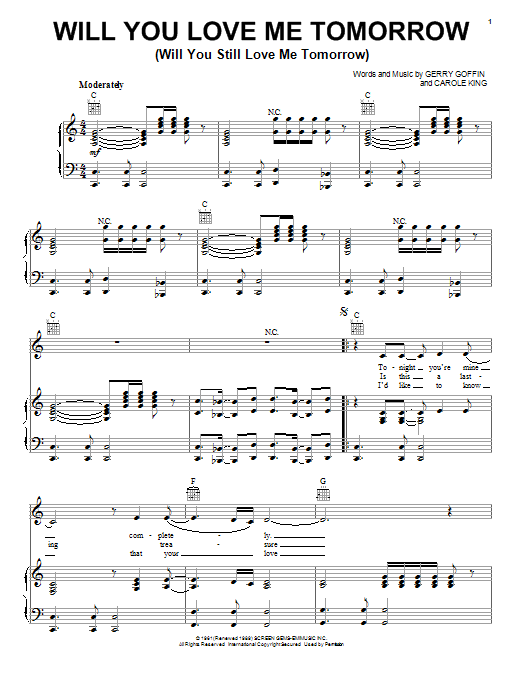 Amy Winehouse Will You Love Me Tomorrow (Will You Still Love Me Tomorrow) Sheet Music Notes & Chords for Piano, Vocal & Guitar (Right-Hand Melody) - Download or Print PDF