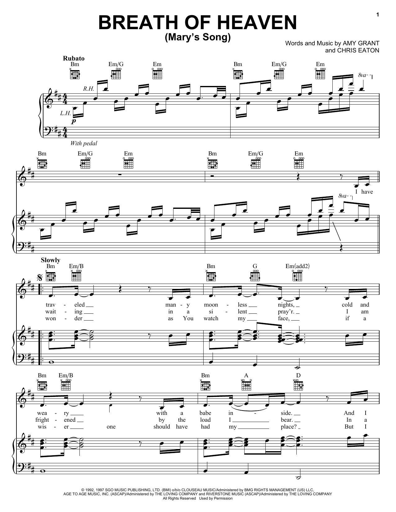 Breath Of Heaven (Mary's Song) sheet music