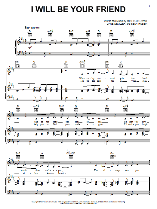 I Will Be Your Friend sheet music