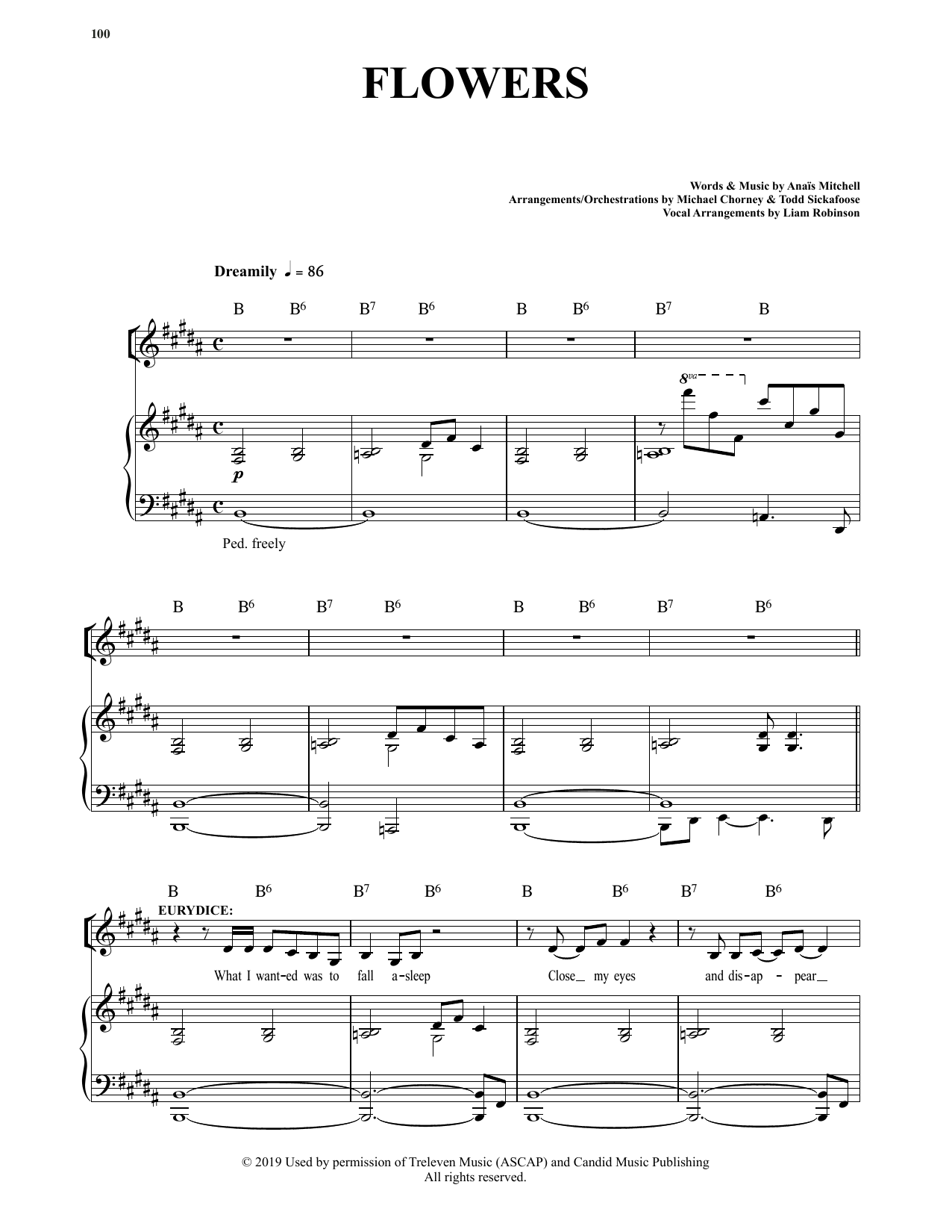 Anais Mitchell Flowers (from Hadestown) Sheet Music Notes & Chords for Piano & Vocal - Download or Print PDF