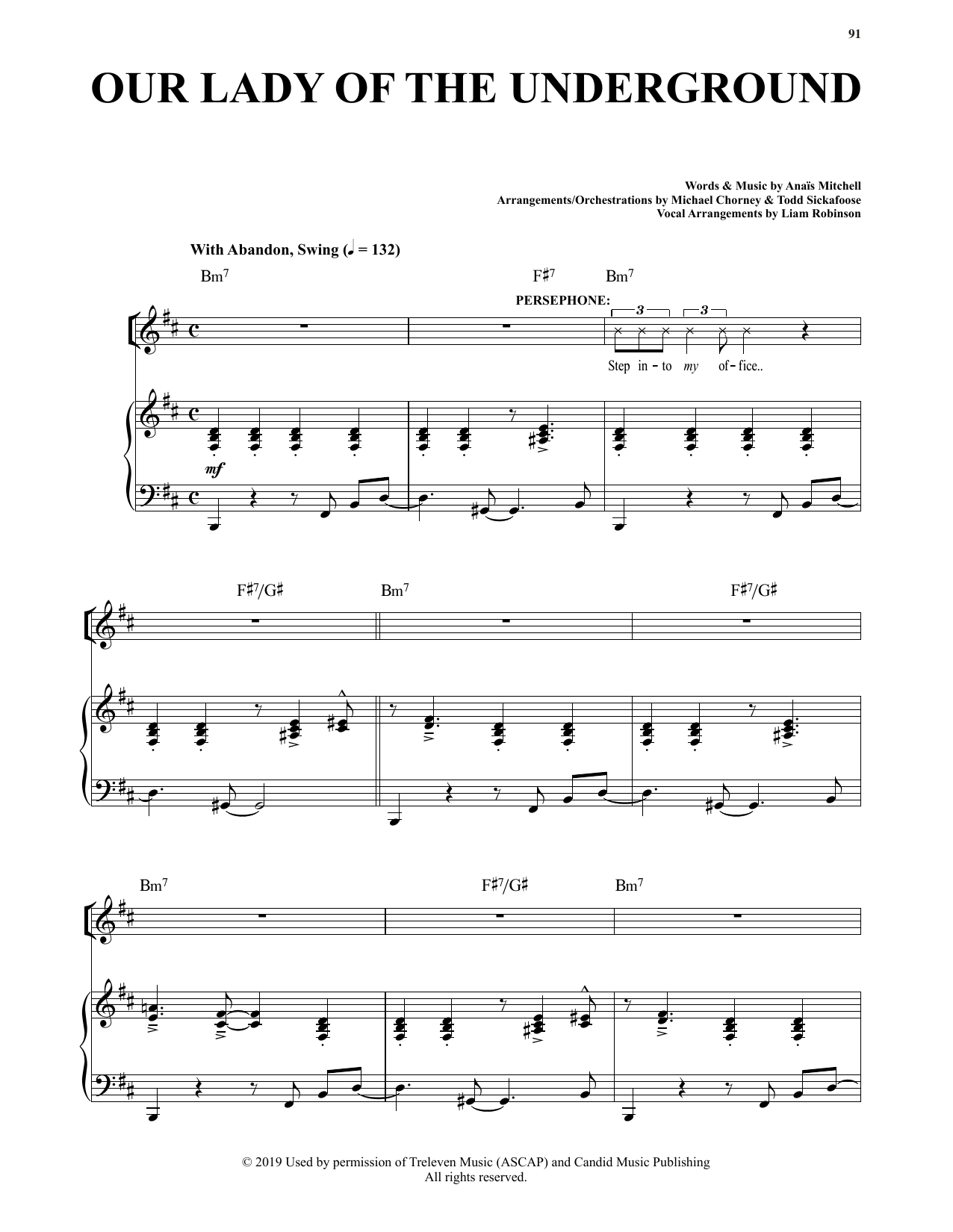 Anais Mitchell Our Lady Of The Underground (from Hadestown) Sheet Music Notes & Chords for Piano & Vocal - Download or Print PDF Anais Mitchell Our Lady Of The Underground (from Hadestown) Sheet Music Notes & Chords for Piano & Vocal - Download or Print PDF