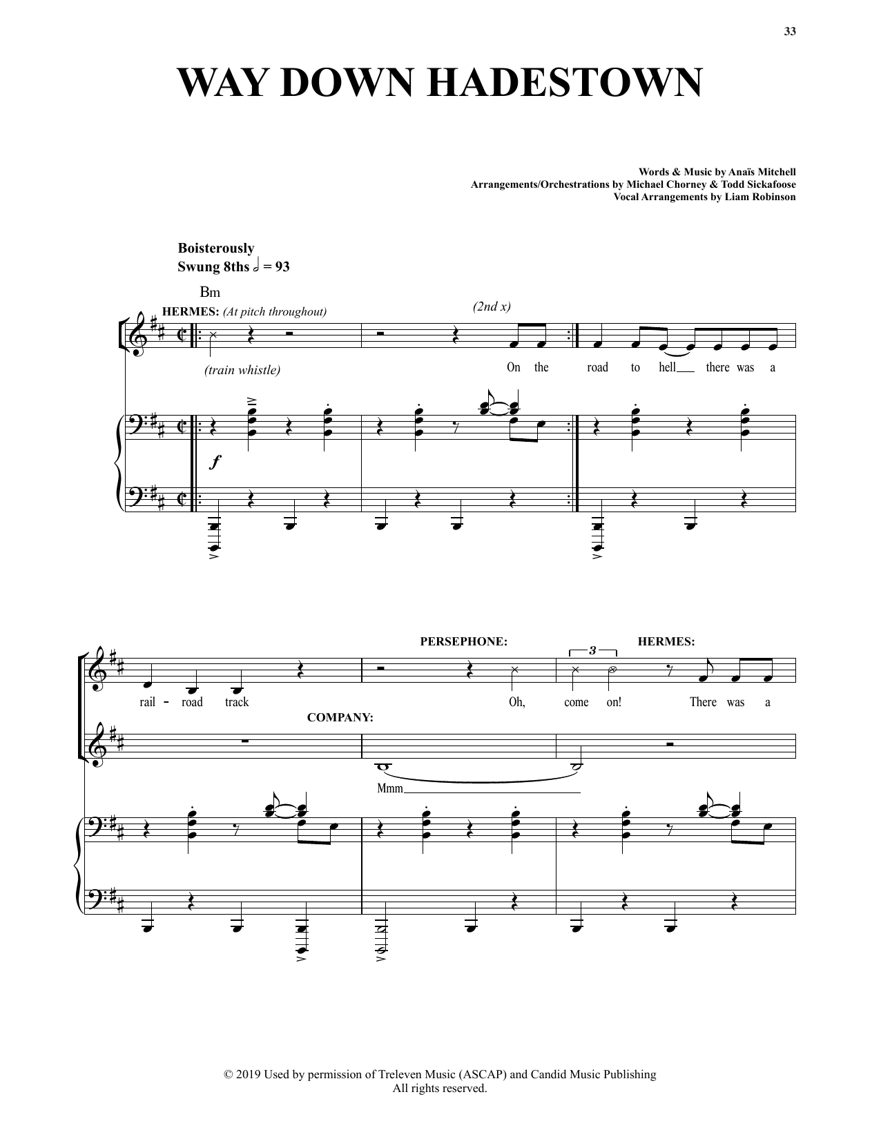 Anais Mitchell Way Down Hadestown I (from Hadestown) Sheet Music Notes & Chords for Piano & Vocal - Download or Print PDF