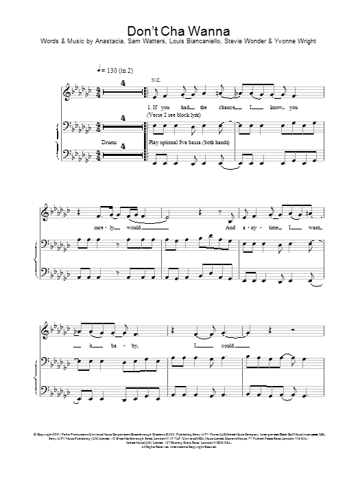 Anastacia Don't Cha Wanna sheet music notes and chords. Download Printable PDF.
