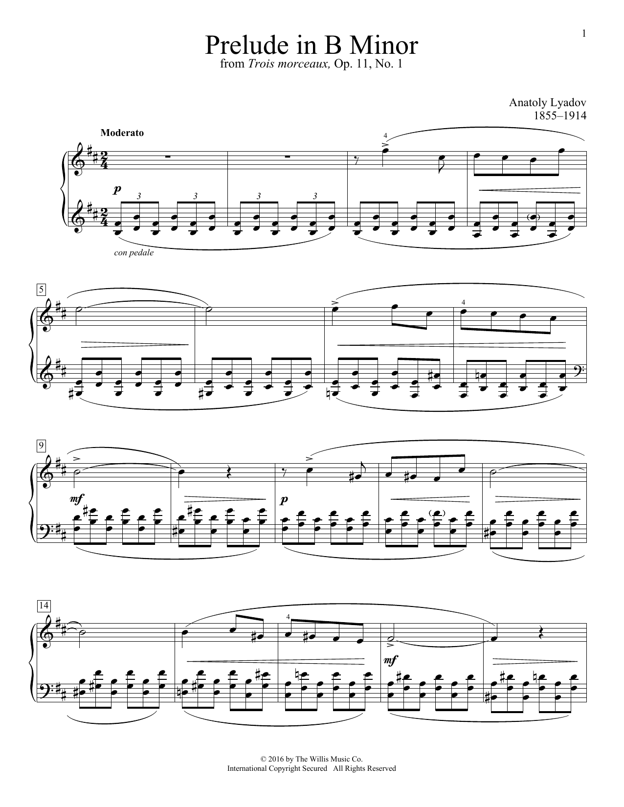 Anatoly Lyadov Prelude In B Minor Sheet Music Notes & Chords for Educational Piano - Download or Print PDF