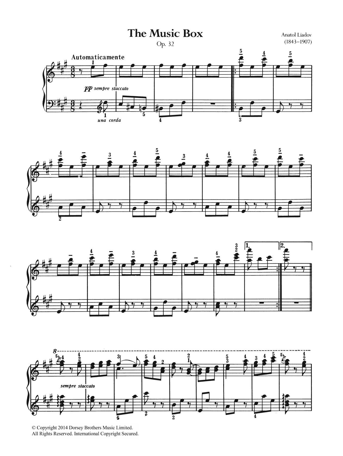 Anatoly Lyadov The Music Box Sheet Music Notes & Chords for Piano - Download or Print PDF