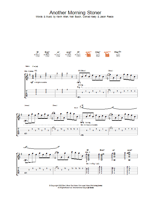 ...And You Will Know Us By The Trail Of The Dead Another Morning Stoner Sheet Music Notes & Chords for Guitar Tab - Download or Print PDF