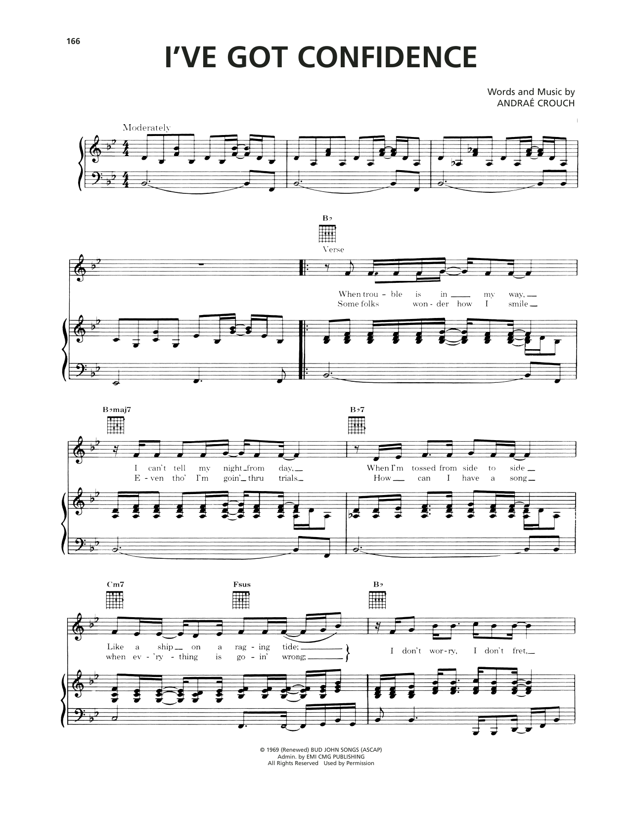Andrae Crouch I've Got Confidence Sheet Music Notes & Chords for Piano, Vocal & Guitar Chords (Right-Hand Melody) - Download or Print PDF