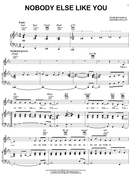 Andrae Crouch Nobody Else Like You Sheet Music Notes & Chords for Piano, Vocal & Guitar (Right-Hand Melody) - Download or Print PDF