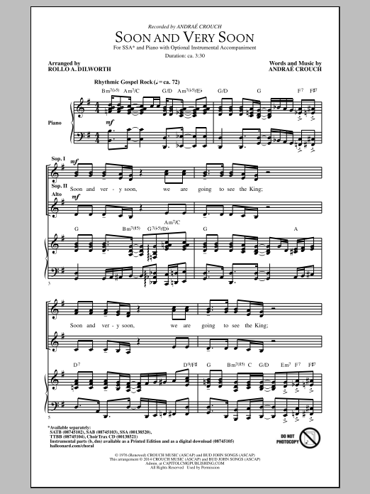 Rollo Dilworth Soon And Very Soon Sheet Music Notes & Chords for SATB - Download or Print PDF