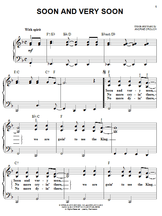 Andrae Crouch Soon And Very Soon Sheet Music Notes & Chords for Easy Guitar - Download or Print PDF