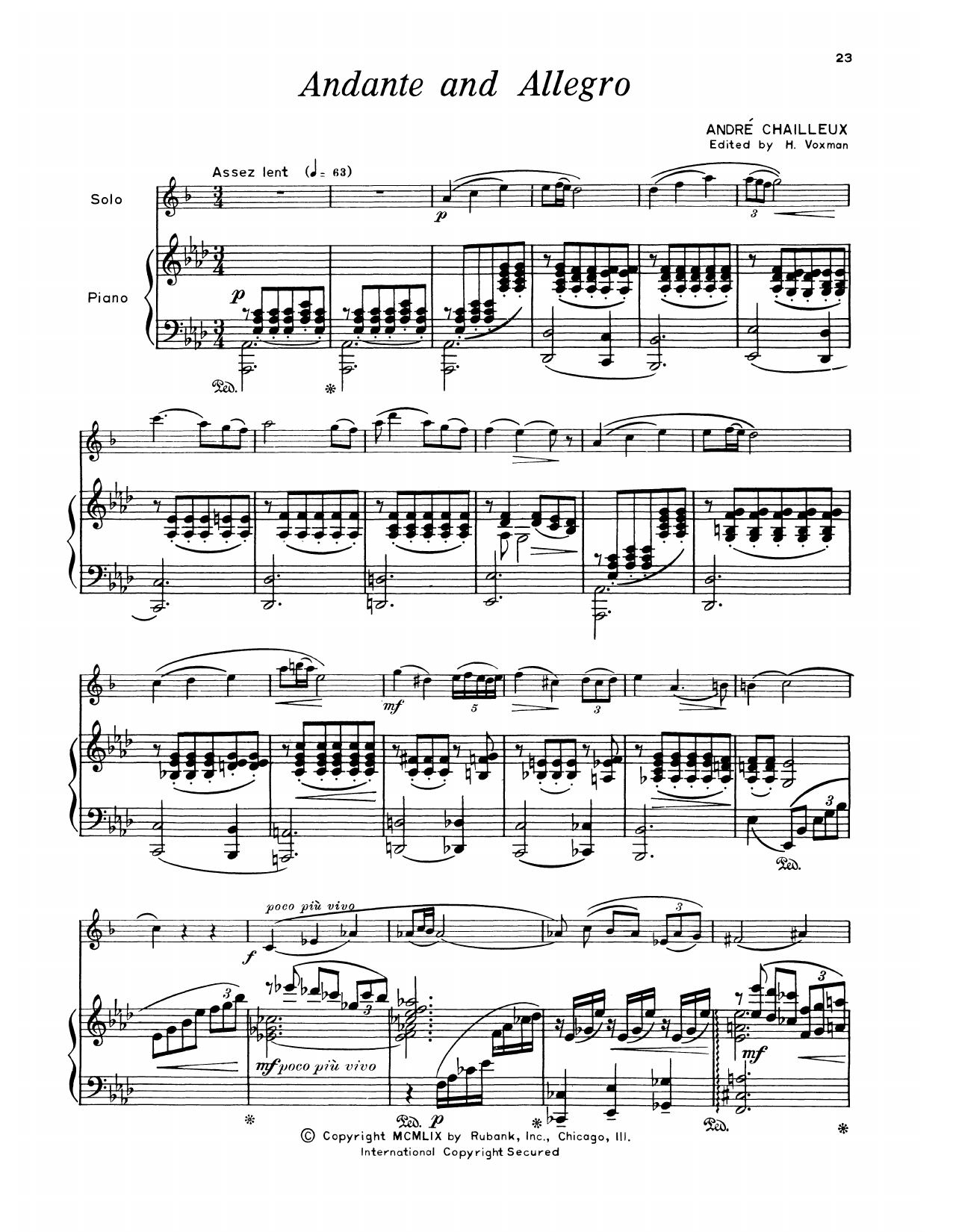 André Chailleux Andante & Allegro Sheet Music Notes & Chords for Alto Sax and Piano - Download or Print PDF