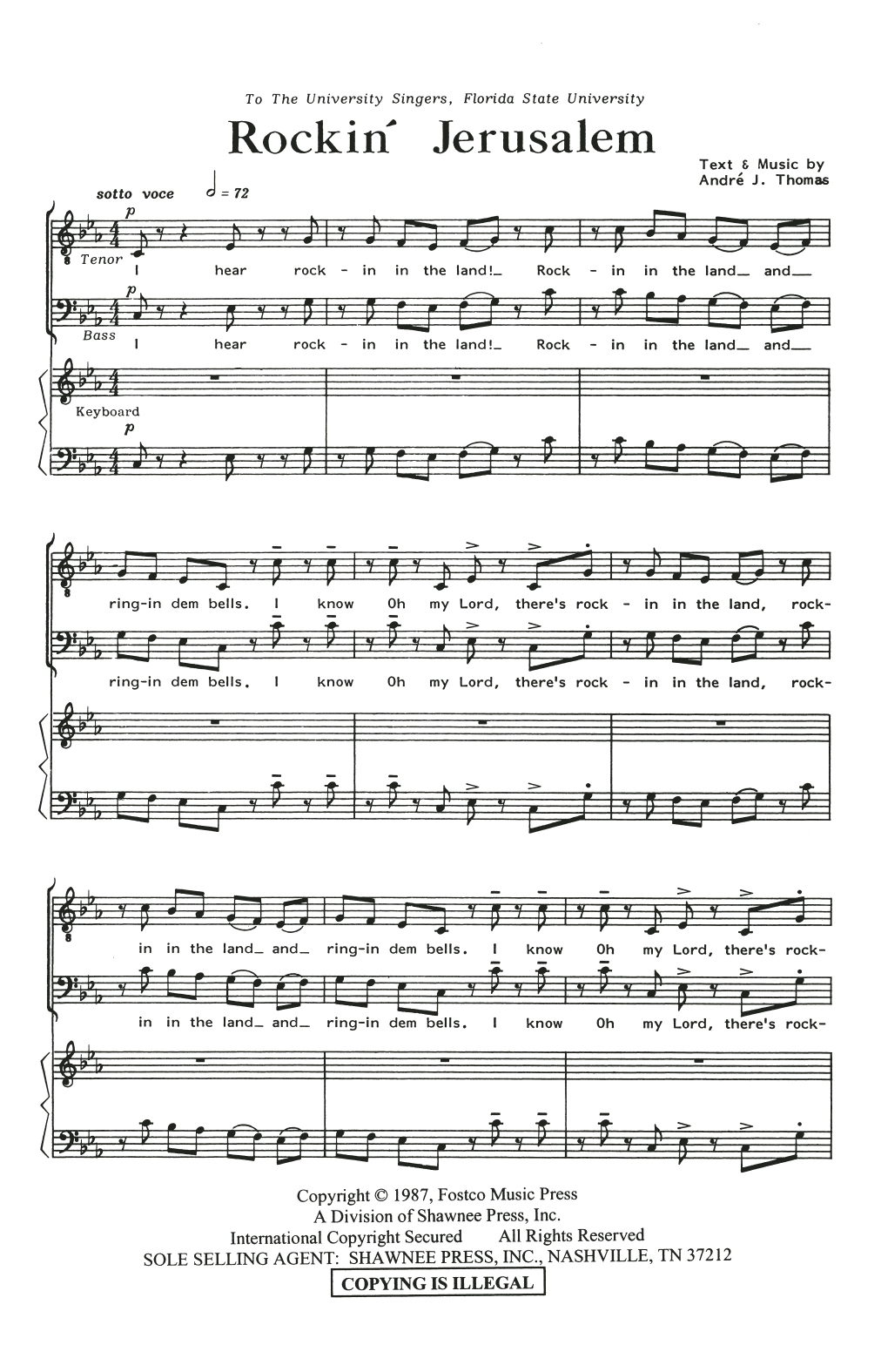 Andre J. Thomas Rockin' Jerusalem Sheet Music Notes & Chords for SATB Choir - Download or Print PDF