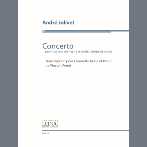 André Jolivet, Concerto for Bassoon, transcription for Bass Clarinet, Piano Solo