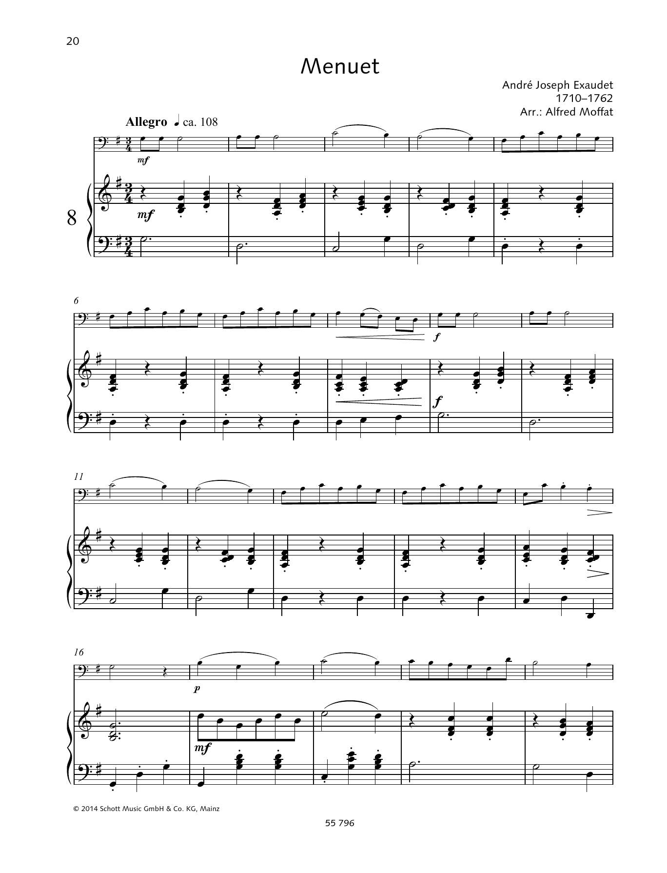 André Joseph Exaudet Menuet Sheet Music Notes & Chords for String Solo - Download or Print PDF
