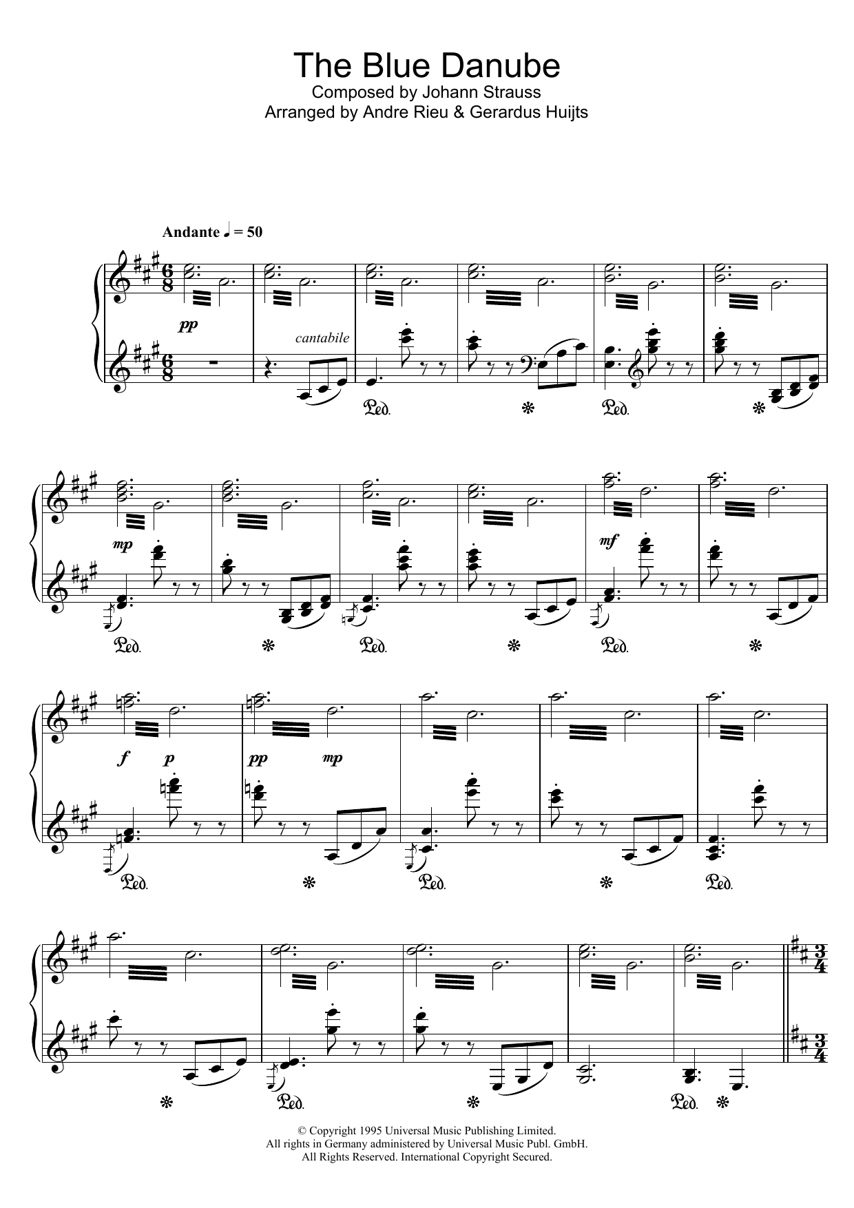 André Rieu The Blue Danube Sheet Music Notes & Chords for Piano - Download or Print PDF