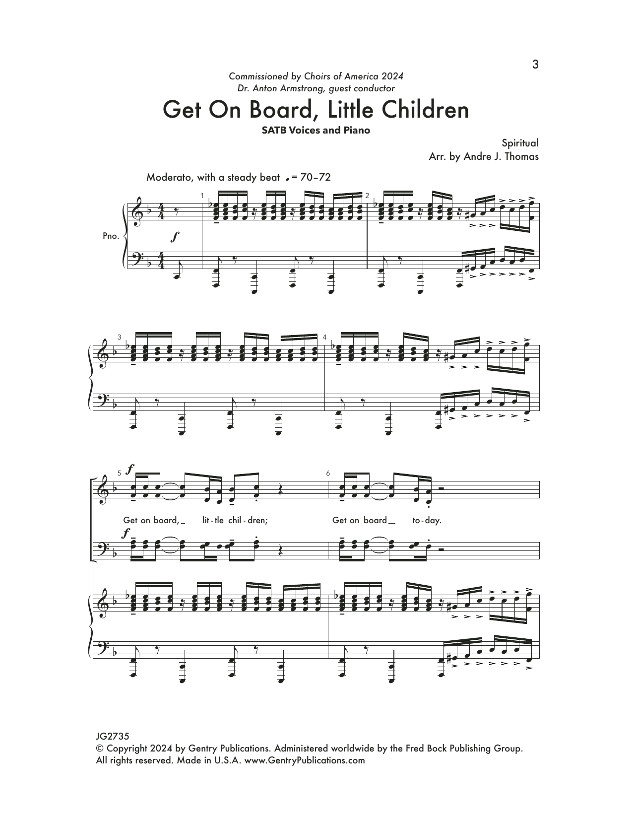 Andre Thomas Get On Board, Little Children Sheet Music Notes & Chords for SATB Choir - Download or Print PDF