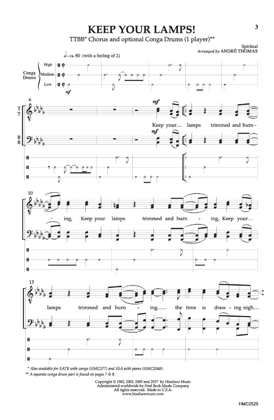 André Thomas Keep Your Lamps! Sheet Music Notes & Chords for Choral - Download or Print PDF