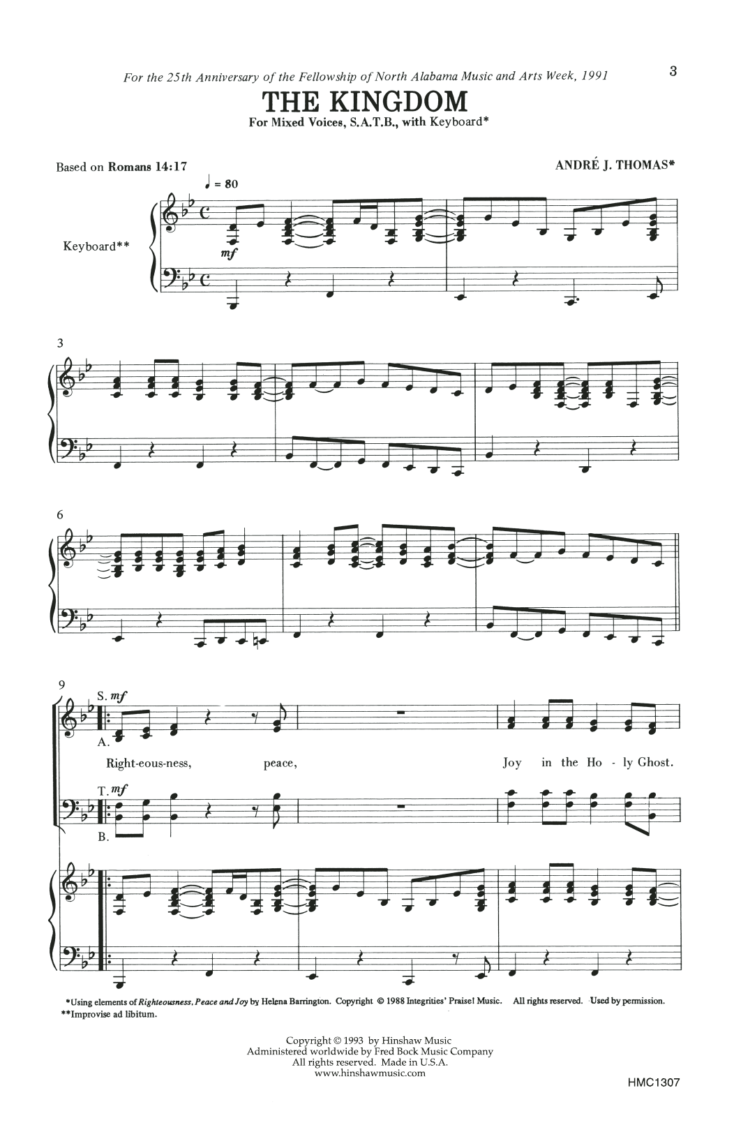 Andre Thomas The Kingdom Sheet Music Notes & Chords for SATB Choir - Download or Print PDF