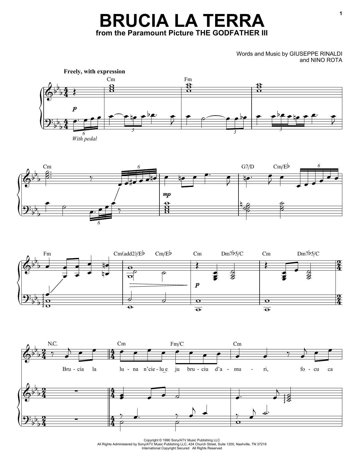 Andrea Bocelli Brucia La Terra Sheet Music Notes & Chords for Piano & Vocal - Download or Print PDF