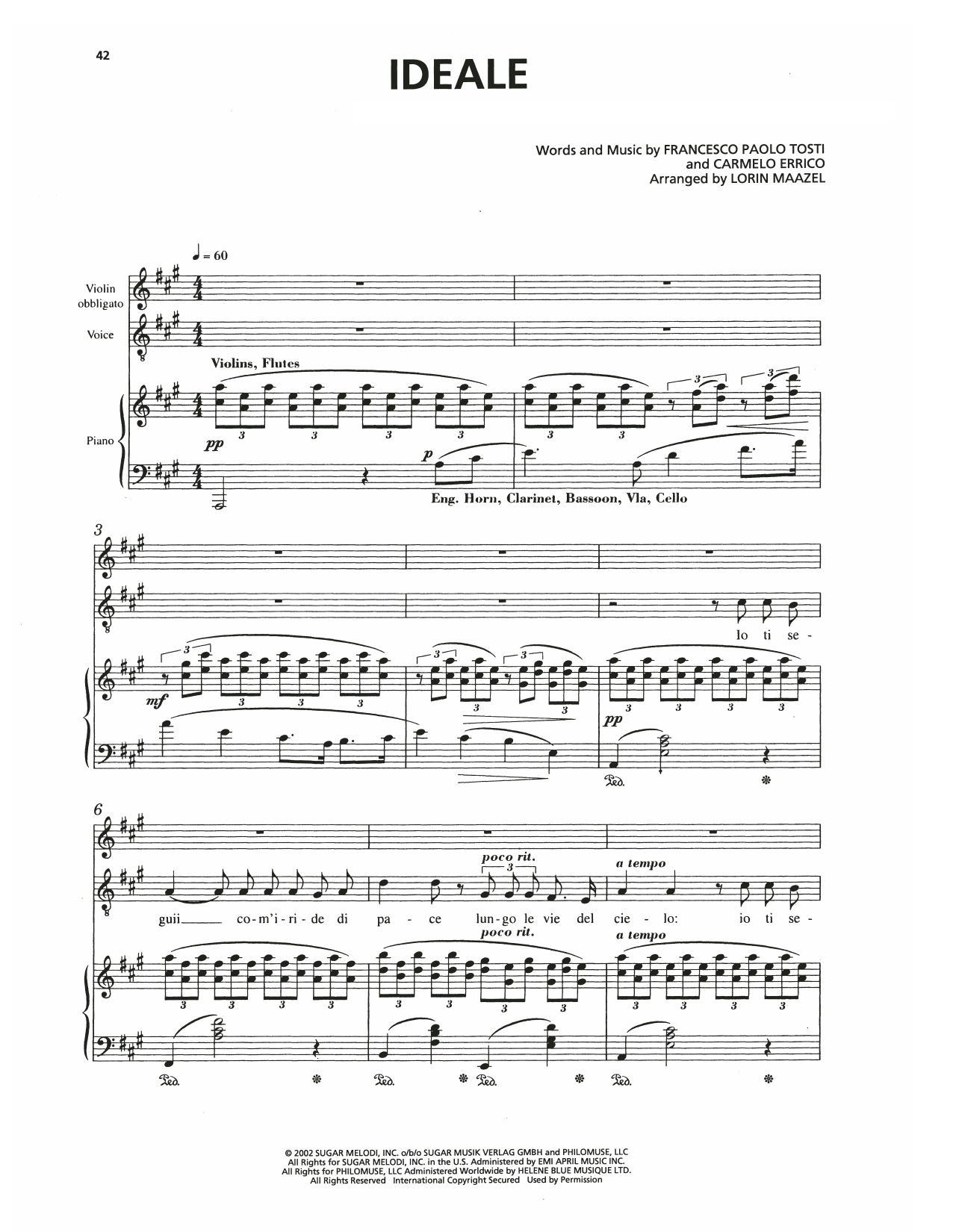 Andrea Bocelli Ideale Sheet Music Notes & Chords for Piano, Vocal & Guitar Chords (Right-Hand Melody) - Download or Print PDF