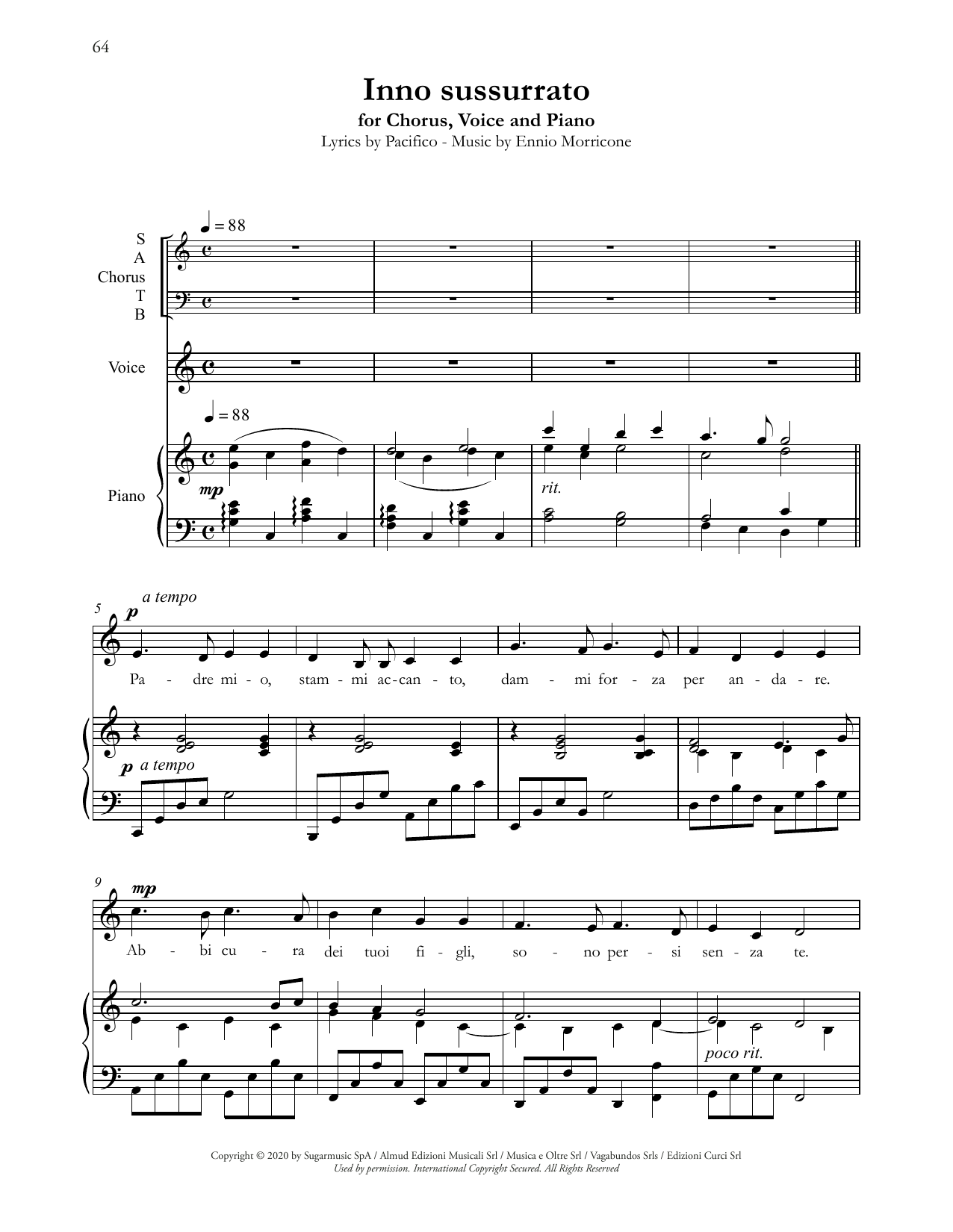 Andrea Bocelli Inno sussurrato Sheet Music Notes & Chords for SATB Choir - Download or Print PDF
