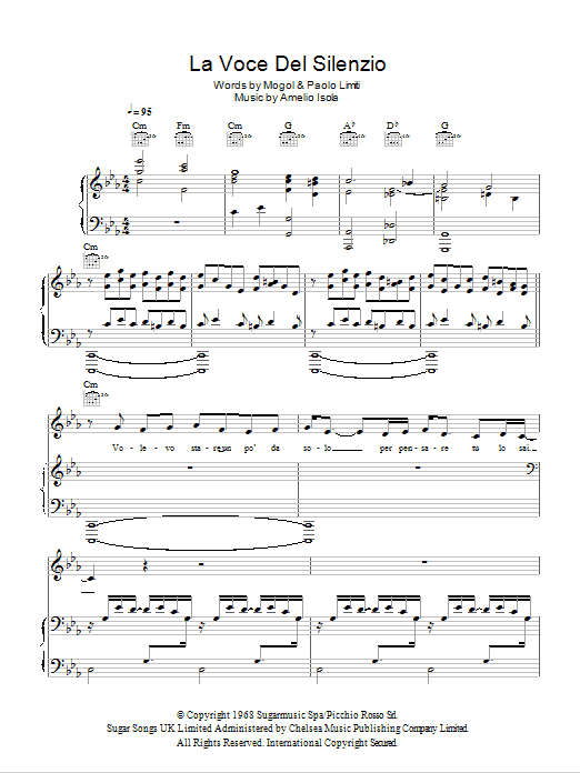 Andrea Bocelli La Voce Del Silenzio Sheet Music Notes & Chords for Piano, Vocal & Guitar - Download or Print PDF