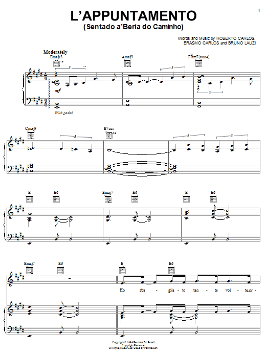 Andrea Bocelli L'Appuntamento (Sentado a'Beira do Caminho) Sheet Music Notes & Chords for Piano, Vocal & Guitar (Right-Hand Melody) - Download or Print PDF Andrea Bocelli L'Appuntamento (Sentado a'Beira do Caminho) Sheet Music Notes & Chords for Piano, Vocal & Guitar (Right-Hand Melody) - Download or Print PDF