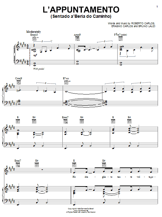 Andrea Bocelli L'Appuntamento (Sentado a'Beira do Caminho) Sheet Music Notes & Chords for Piano, Vocal & Guitar (Right-Hand Melody) - Download or Print PDF