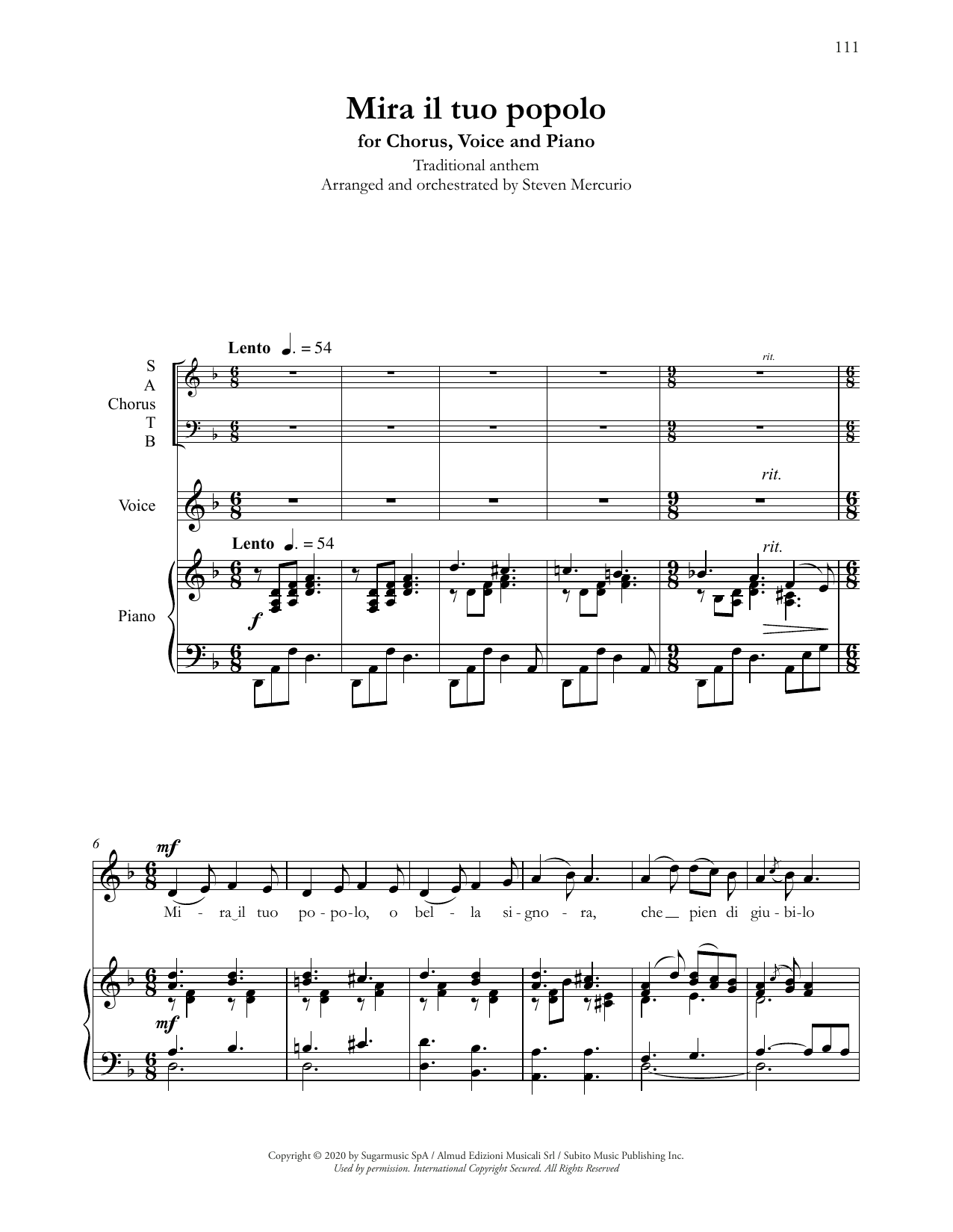 Andrea Bocelli Mira il tuo popolo (arr. Steven Mercurio) Sheet Music Notes & Chords for SATB Choir - Download or Print PDF
