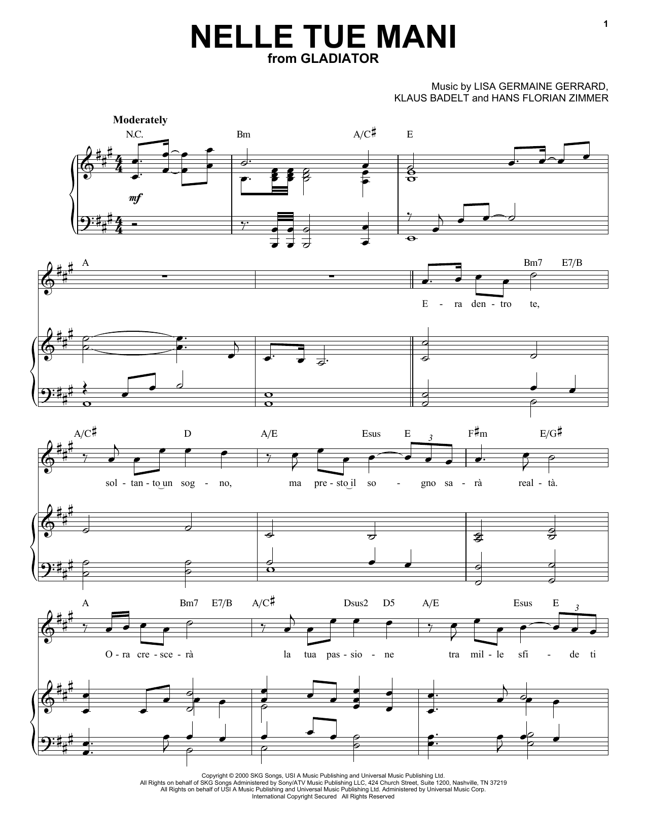 Andrea Bocelli Nelle Tue Mani Sheet Music Notes & Chords for Piano & Vocal - Download or Print PDF