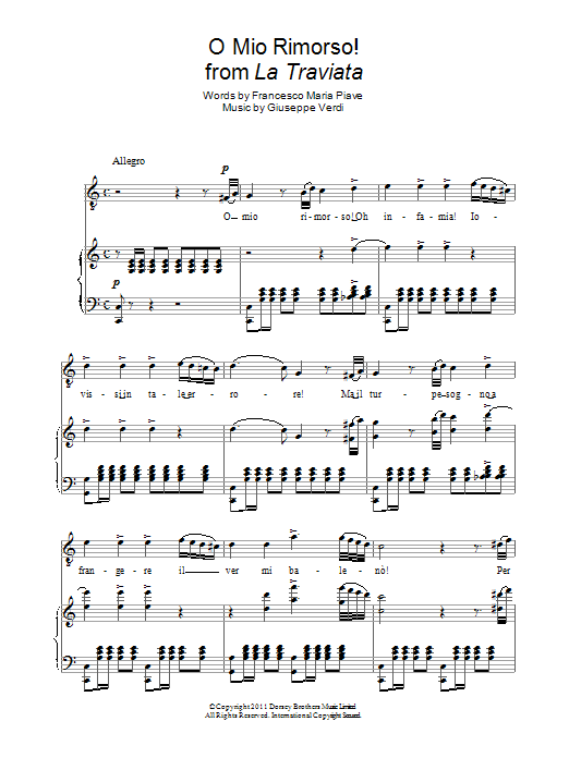 Andrea Bocelli O Mio Rimorso! Sheet Music Notes & Chords for Piano & Vocal - Download or Print PDF