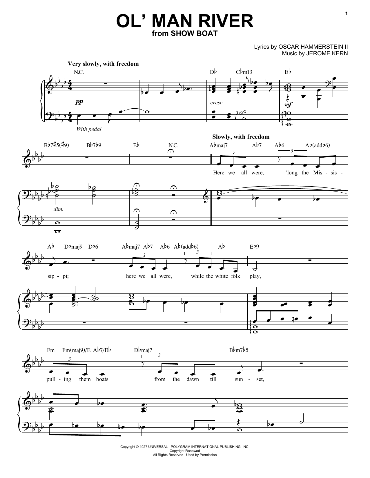 Andrea Bocelli Ol' Man River Sheet Music Notes & Chords for Piano & Vocal - Download or Print PDF